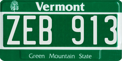 VT license plate ZEB913