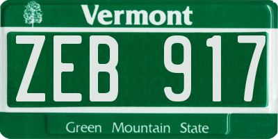 VT license plate ZEB917
