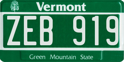 VT license plate ZEB919