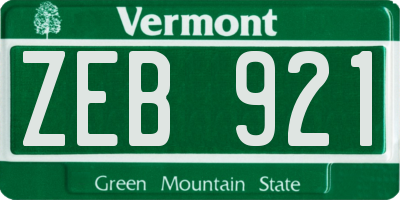 VT license plate ZEB921