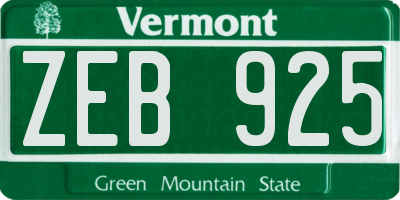 VT license plate ZEB925