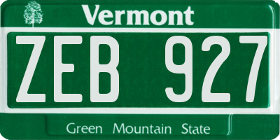 VT license plate ZEB927