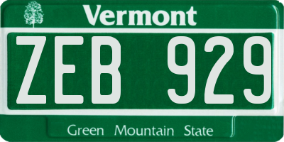 VT license plate ZEB929