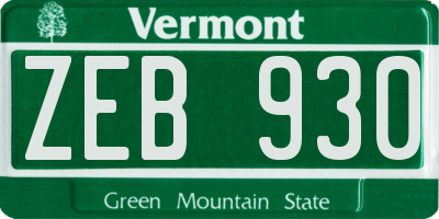 VT license plate ZEB930