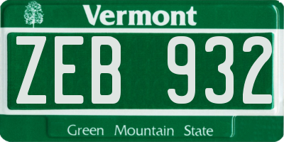 VT license plate ZEB932