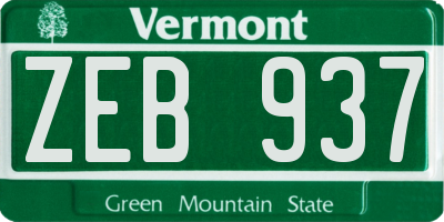 VT license plate ZEB937