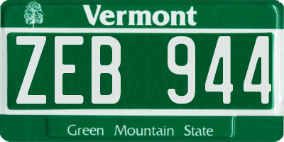 VT license plate ZEB944
