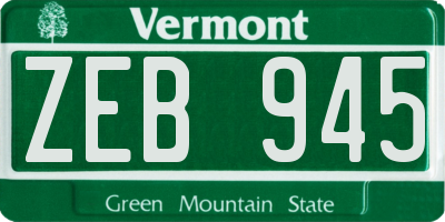 VT license plate ZEB945