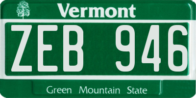 VT license plate ZEB946