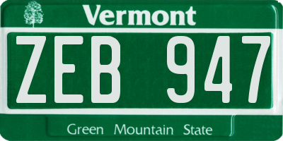 VT license plate ZEB947