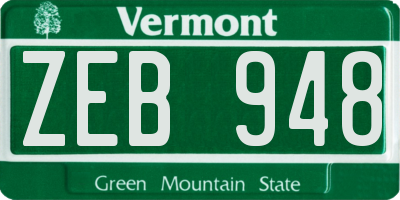 VT license plate ZEB948
