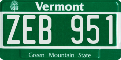 VT license plate ZEB951