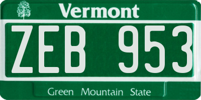 VT license plate ZEB953