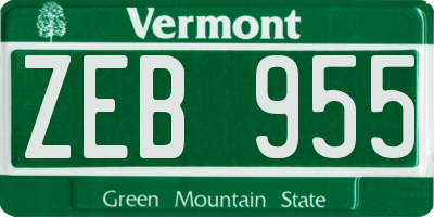 VT license plate ZEB955