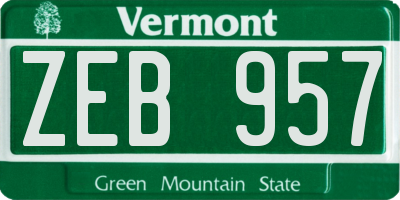 VT license plate ZEB957