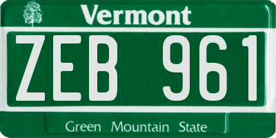VT license plate ZEB961