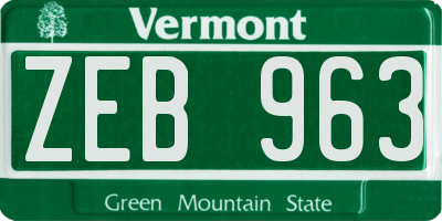 VT license plate ZEB963