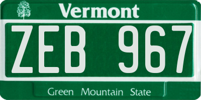 VT license plate ZEB967