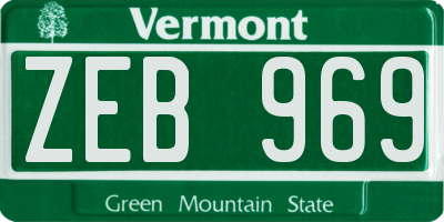 VT license plate ZEB969
