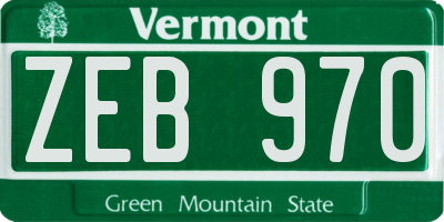 VT license plate ZEB970