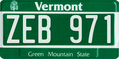 VT license plate ZEB971