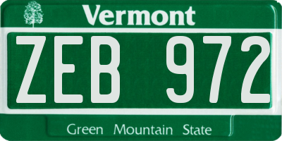 VT license plate ZEB972