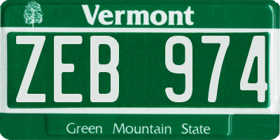 VT license plate ZEB974