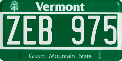 VT license plate ZEB975