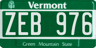 VT license plate ZEB976