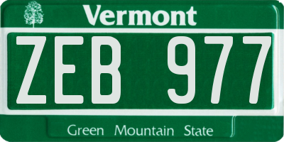 VT license plate ZEB977