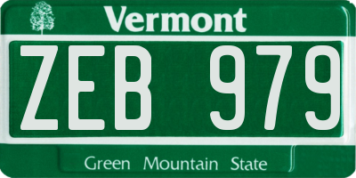 VT license plate ZEB979