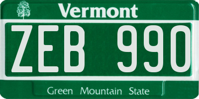VT license plate ZEB990