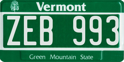 VT license plate ZEB993