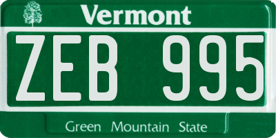 VT license plate ZEB995