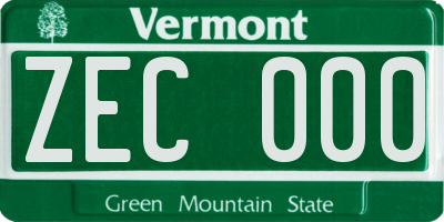 VT license plate ZEC000