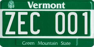 VT license plate ZEC001