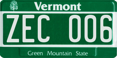 VT license plate ZEC006
