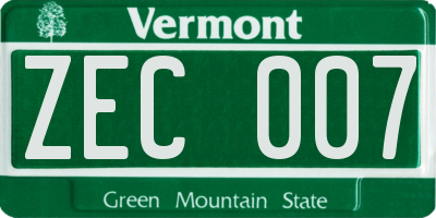 VT license plate ZEC007