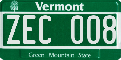 VT license plate ZEC008