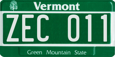 VT license plate ZEC011