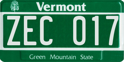 VT license plate ZEC017