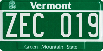 VT license plate ZEC019