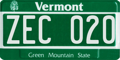 VT license plate ZEC020