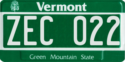 VT license plate ZEC022