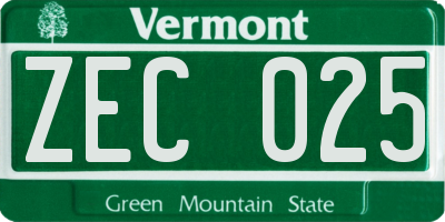 VT license plate ZEC025