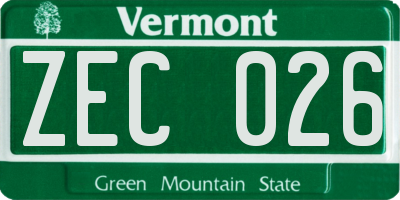 VT license plate ZEC026