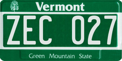 VT license plate ZEC027