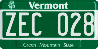 VT license plate ZEC028