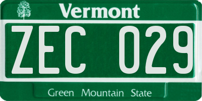 VT license plate ZEC029