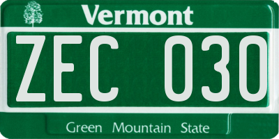 VT license plate ZEC030